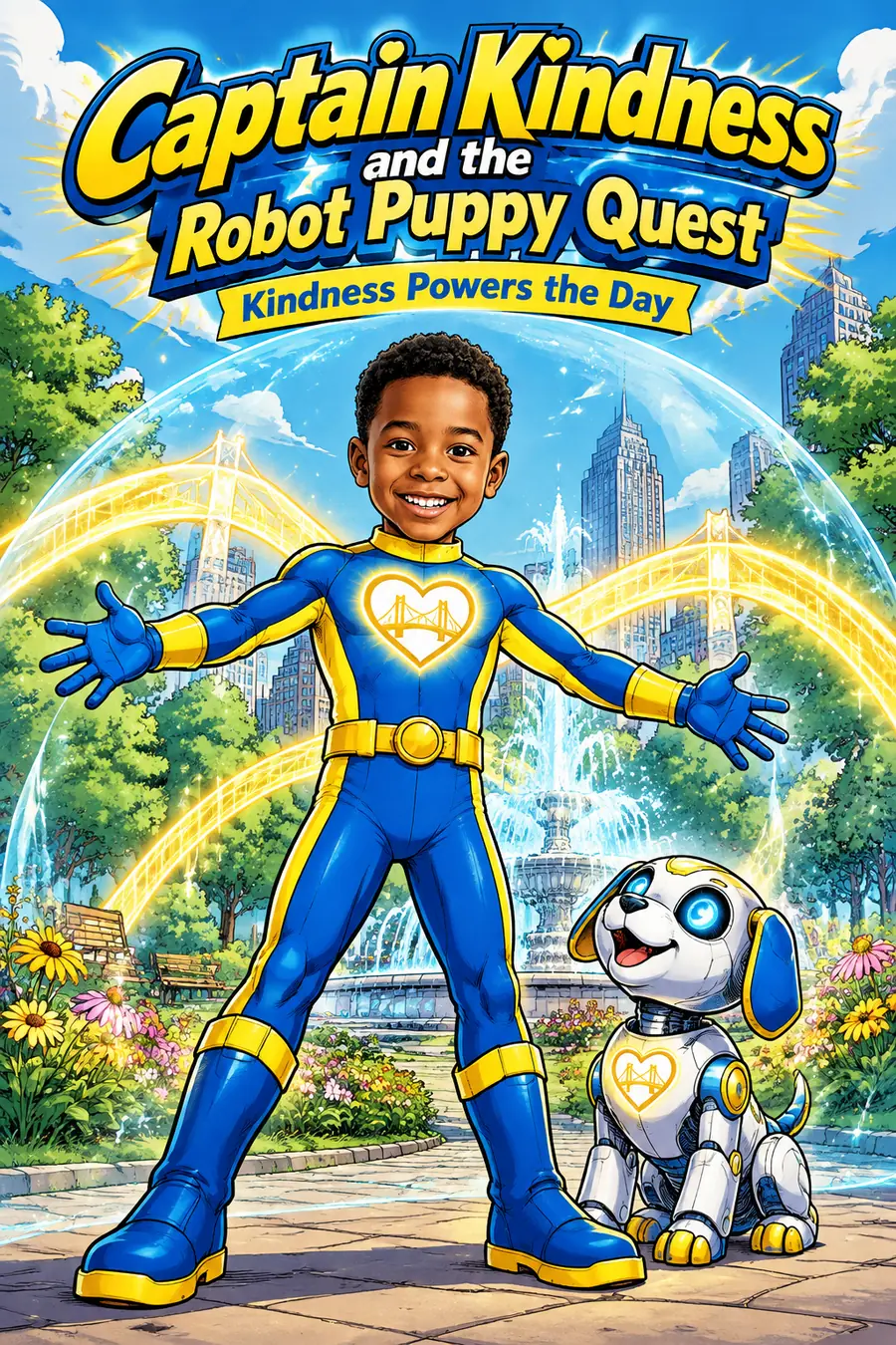 Page 1 of 10: the cover of the comic "Captain Kindness and the Robot Puppy Quest"