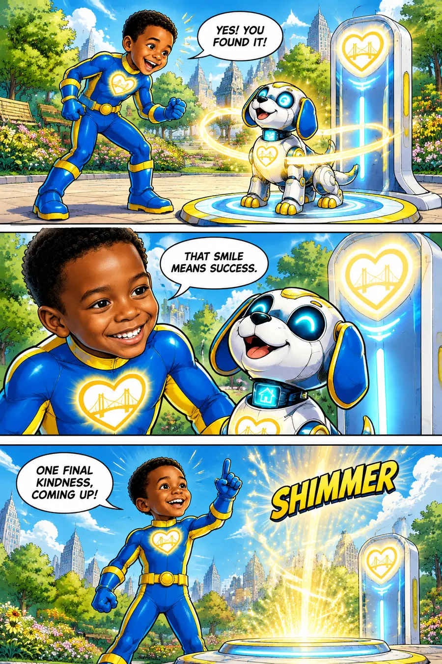 Page 7 of 10 of the comic "Captain Kindness and the Robot Puppy Quest": story page 6