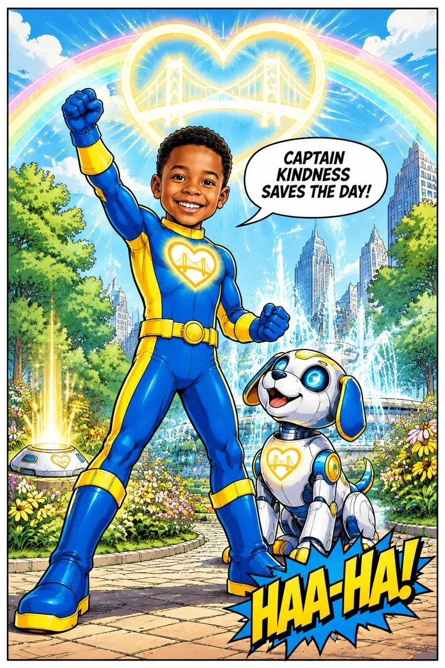 Page 8 of 10 of the comic "Captain Kindness and the Robot Puppy Quest": story page 7