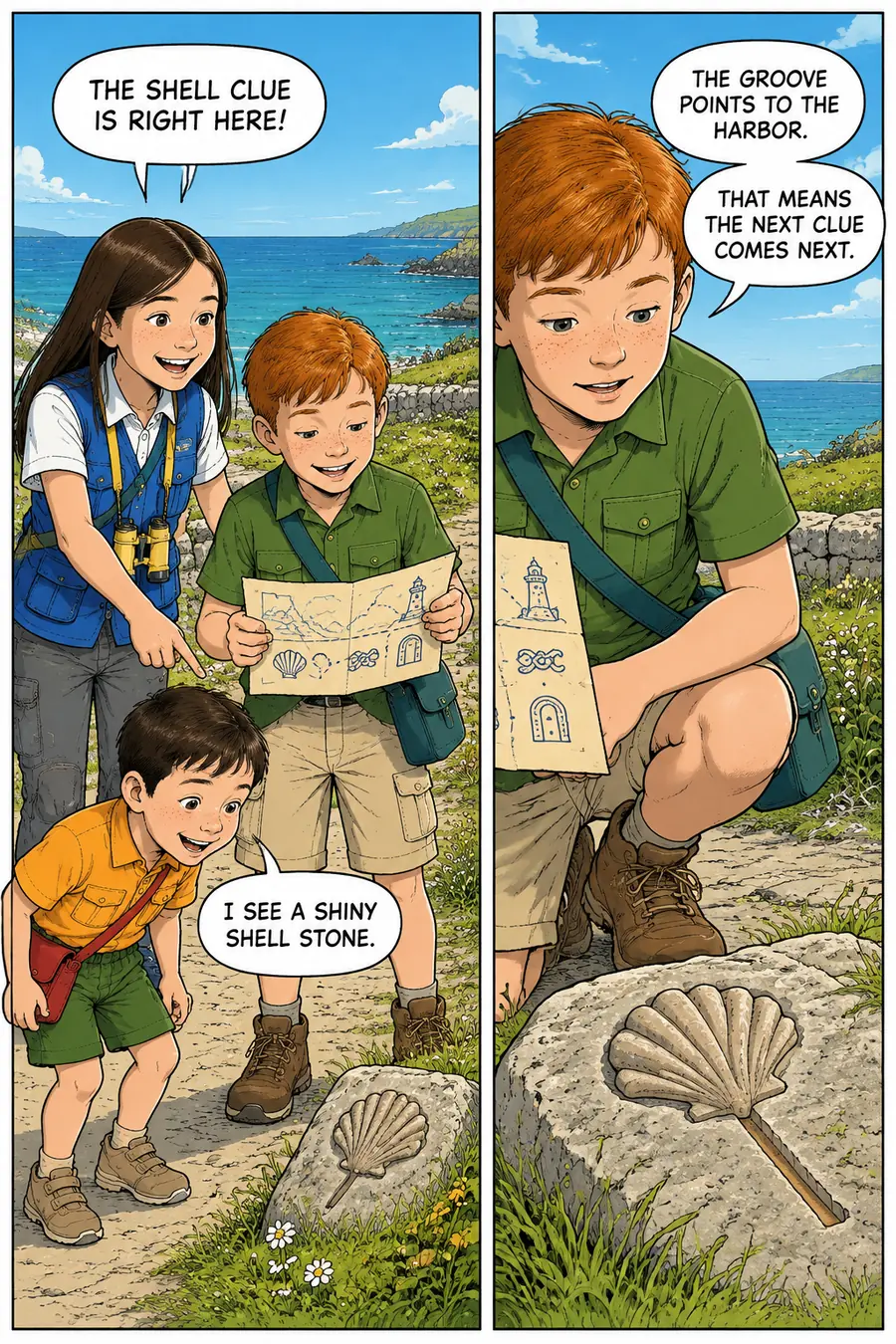 Page 3 of 10 of the comic "The Mystery of the Lighthouse Key": story page 2