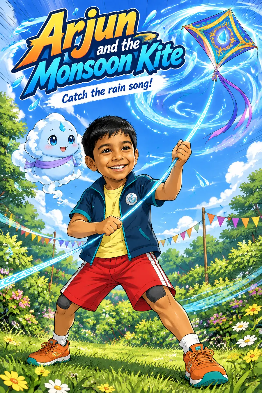 Page 1 of 18: the cover of the comic "Arjun and the Monsoon Kite"