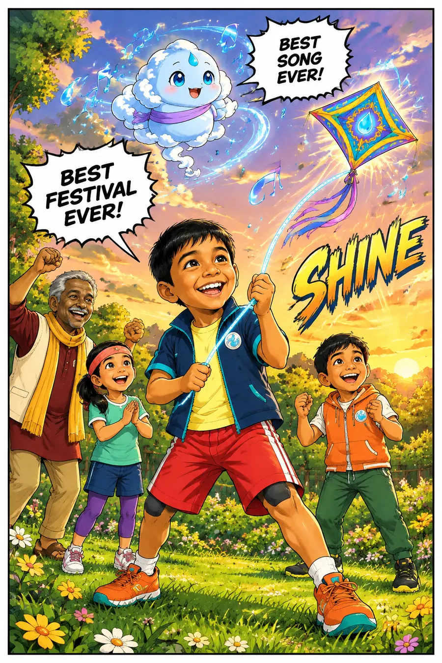 Page 17 of 18 of the comic "Arjun and the Monsoon Kite": story page 16