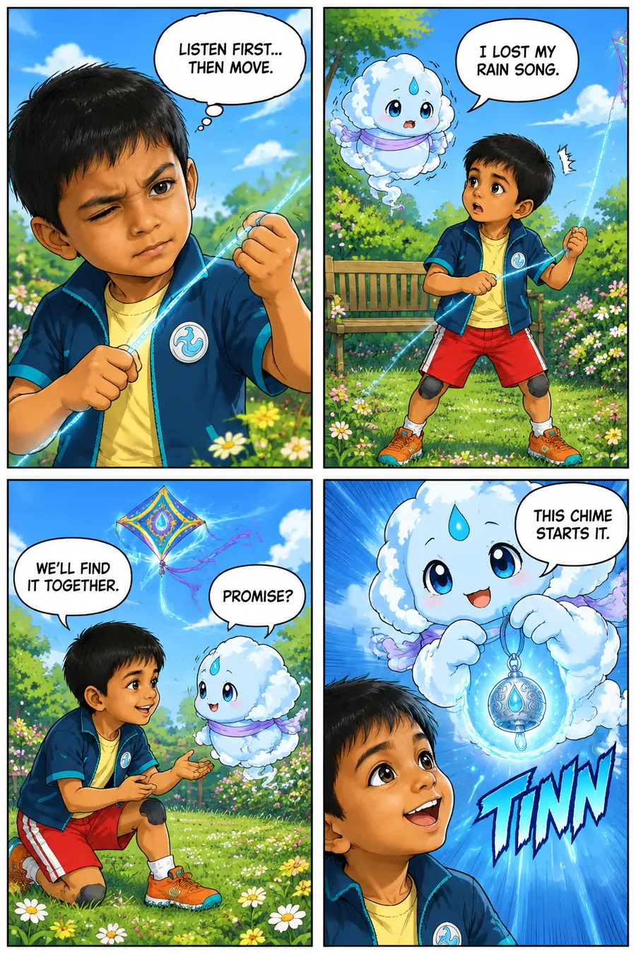 Page 4 of 18 of the comic "Arjun and the Monsoon Kite": story page 3