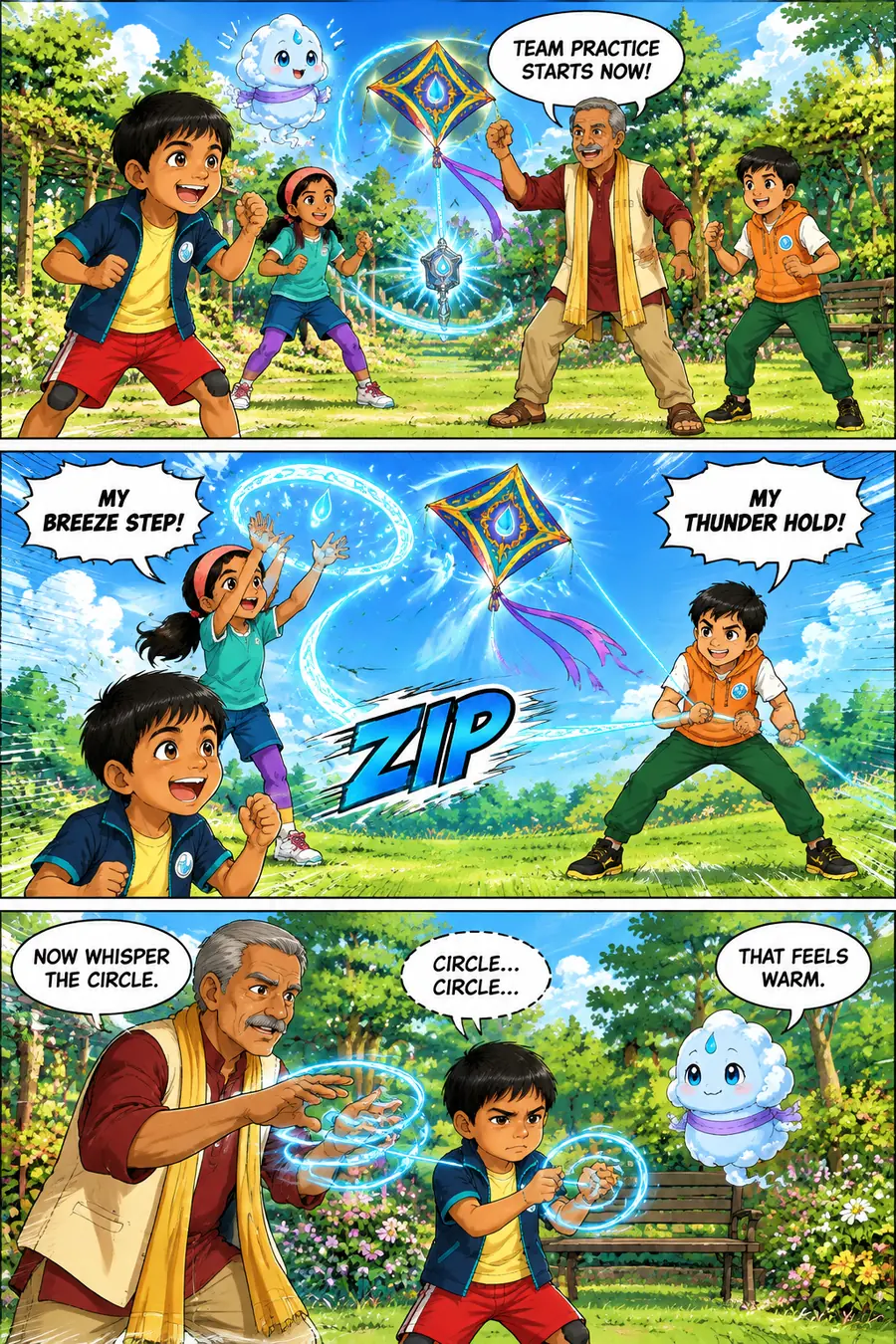 Page 5 of 18 of the comic "Arjun and the Monsoon Kite": story page 4
