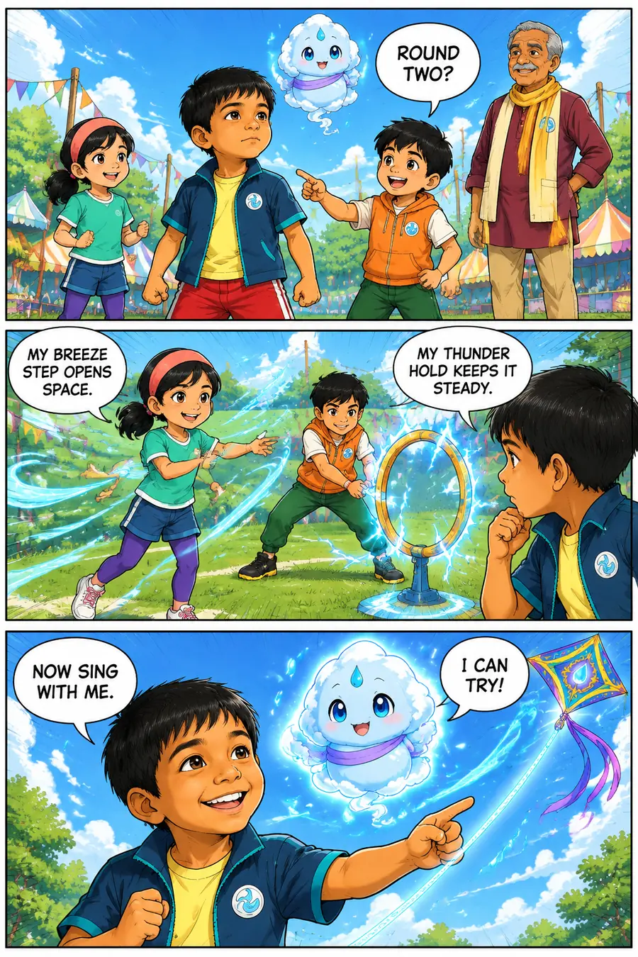 Page 10 of 18 of the comic "Arjun and the Monsoon Kite": story page 9