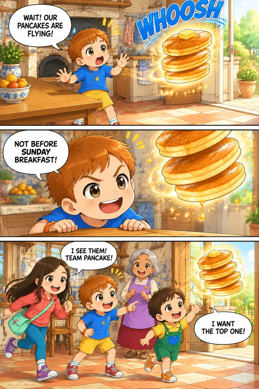 Page 2 of 10 of the comic "The Great Pancake Rescue": story page 1